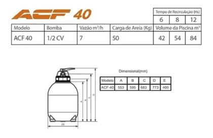 Imagem de Filtro ACF 40 Para Piscinas  54000 Litros