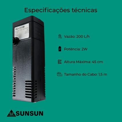 Imagem de Filtro Bomba Interno HJ-111B Sunsun 200 L/h Aquário 40 L