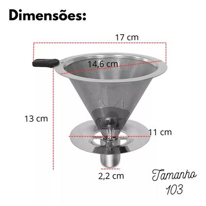 Imagem de Filtro Coador Café Aço Inox Tamanho 103 Reutilizável Sem Papel Unitermi