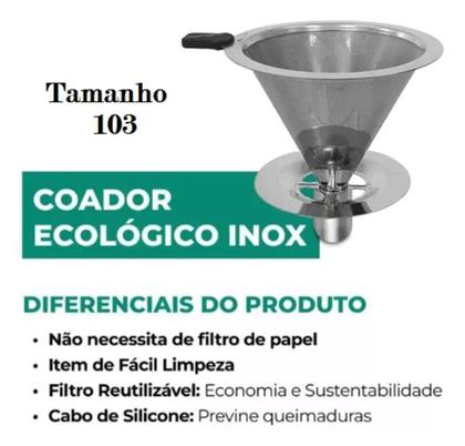 Imagem de Filtro Coador Café Aço Inox Tamanho 103 Reutilizável Sem Papel Unitermi