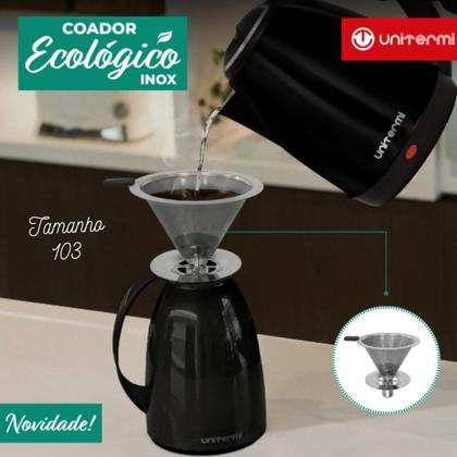 Imagem de Filtro Coador De Café Aço Inox Tamanho 103 Reutilizável Sem Usar Papel Unitermi