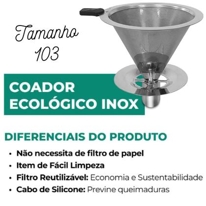 Imagem de Filtro Coador De Café Aço Inox Tamanho 103 Reutilizável Sem Usar Papel Unitermi
