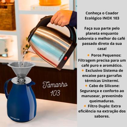 Imagem de Filtro Coador De Café Aço Inox Tamanho 103 Reutilizável Sem Usar Papel Unitermi