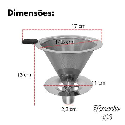 Imagem de Filtro Coador De Café Aço Inox Tamanho 103 Reutilizável Sem Usar Papel Unitermi