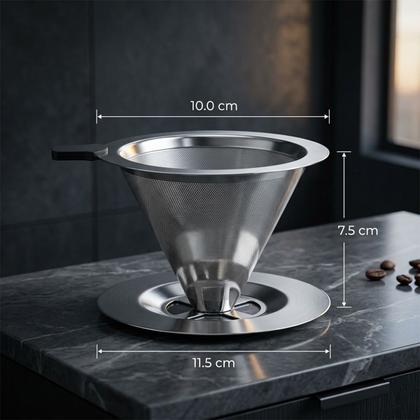 Imagem de Filtro Coador De Café Inox Peneira Aço Reutilizável