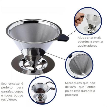 Imagem de Filtro Coador para Café Aço Inox Permanente Grande