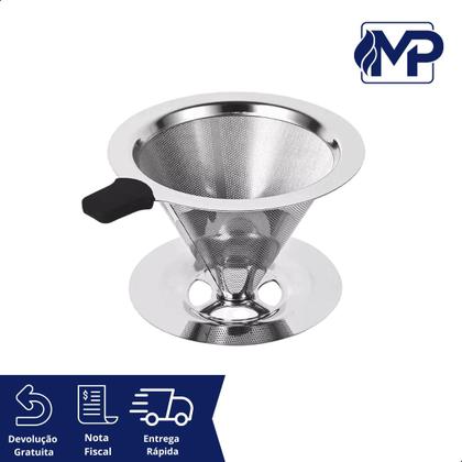 Imagem de Filtro Coador para Café Aço Inox Permanente Grande