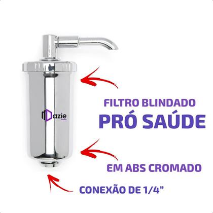 Imagem de Filtro com Refil Vela Blindada Pro Saúde Instalada Cromado Para Torneira Gourmet Carvão Ativado