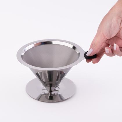 Imagem de Filtro De Café Coador Inox 104 Extra Grande Reutilizável Pó Chá Filtro Passador Reutilizável