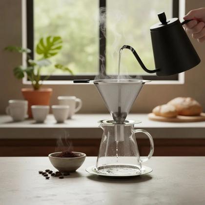 Imagem de Filtro De Café Inox Ecológico 102 Peneira Aço Inox Durável Unitermi