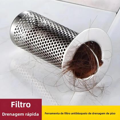 Imagem de Filtro De Drenagem De Chão Em Aço Inoxidável Para Cozinha E Banheiro Com Alça, Anti-entupimento,