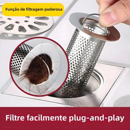 Imagem de Filtro De Drenagem De Chão Em Aço Inoxidável Para Cozinha E Banheiro Com Alça, Anti-entupimento,