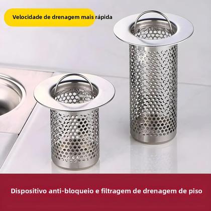 Imagem de Filtro De Drenagem De Chão Em Aço Inoxidável Para Cozinha E Banheiro Com Alça, Anti-entupimento,