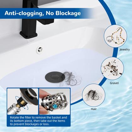 Imagem de Filtro de drenagem para pia de banheiro Hibbent 3 em 1, pacote com 2