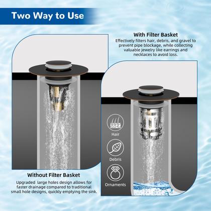 Imagem de Filtro de drenagem para pia de banheiro Hibbent 3 em 1, pacote com 2