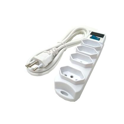 Imagem de Filtro de Linha 4 Tomadas Bivolt 1,5MTS SL7604 Branco Botão Liga/desliga