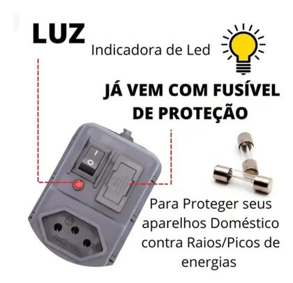Imagem de Filtro De Linha 4 Tomadas Diagonais Em Abs 127/220 Cor Preto 127v/220v