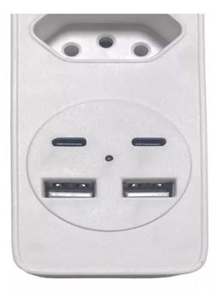 Imagem de Filtro De Linha 5 Tomadas Usb E Tipo-c Bivolt 2m Extensão