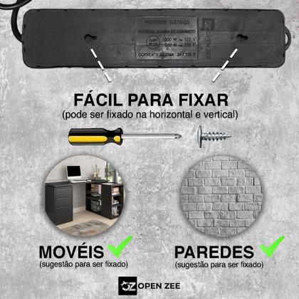 Imagem de Filtro de Linha 6 Tomadas Branco Régua 110/220v Bivolt Universal C/ Protetor Descarga de Energia