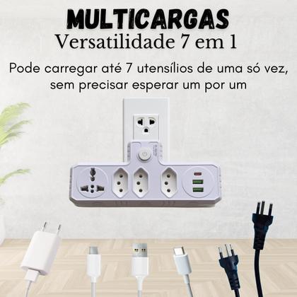 Imagem de Filtro De Linha Adaptador De Tomada 7Em1 10A Usb Bm-8704A