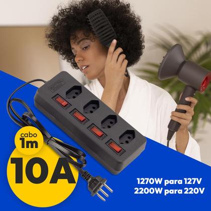 Imagem de Filtro de Linha C/ 4 Tomadas 1m Pt Force Line