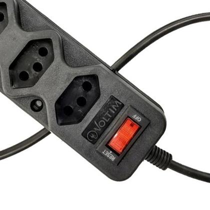 Imagem de Filtro de Linha C/ Disjuntor Rearmável 3s com Cabo 80cm Preto