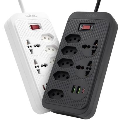 Imagem de Filtro de Linha Com 7 Tomadas 2 USB 1 Tipo-C Cabo 1,90M 110/220V