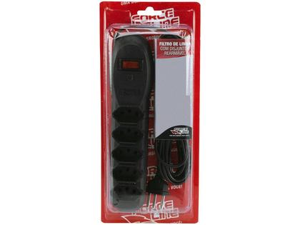 Imagem de Filtro de Linha com Disjuntor Rearmável 5 Tomadas 3 Metros Force Line
