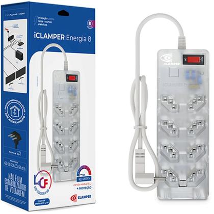 Imagem de Filtro de linha dps 3 pinos iclamper energia 8 tomadas transparente 026776