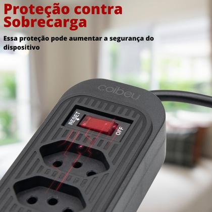Imagem de Filtro de Linha, Extensão Tomada, Régua  4 tomadas comuns, 2 portas USB Type-C, 1 micro USB e 1 Tomada Universal