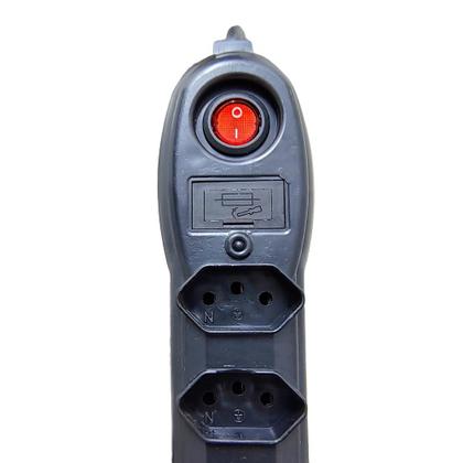 Imagem de Filtro de Linha Megatron 6 Tomadas Cabo de 3 mts Chave Lig./Des. e Fusível de Proteção 10 A Bivolt