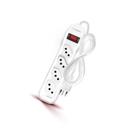 Imagem de Filtro de Linha Megatron Circuit Breaker 4 Tomadas Bivolt Branco