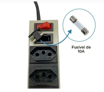 Imagem de Filtro De Linha Metalico 6 Tomadas 10a Bivolt