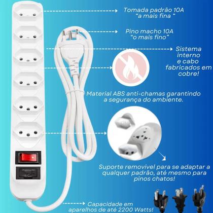 Imagem de Filtro de Linha Protetor Elétrico de Surto Intelbras EPE 1006 Original 6 Tomadas TV PC 1.5 Metros