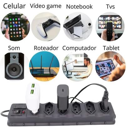 Imagem de FILTRO DE LINHA Régua de Tomada c/ Fusível Modelo Extensão Elétrica BIVOLT