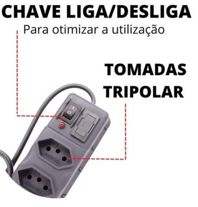Imagem de FILTRO DE LINHA Régua de Tomada c/ Fusível Modelo Extensão Elétrica BIVOLT