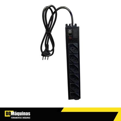 Imagem de Filtro De Linha Régua Fiolux 6 Tomadas Com Corpo Metálico Cor Preto 110V/220V