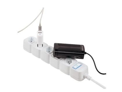 Imagem de Filtro De Linha Regua Protetor Eletrônico Inteligente Smart Wi-Fi Intelbras 5 Tomadas Branco Cabo 1 Metro