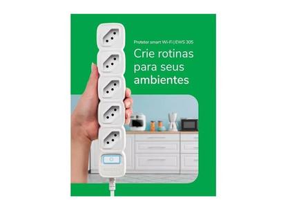 Imagem de Filtro De Linha Regua Protetor Eletrônico Inteligente Smart Wi-Fi Intelbras 5 Tomadas Branco Cabo 1 Metro