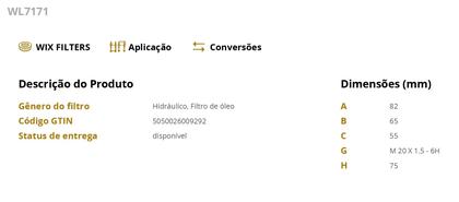 Imagem de Filtro de Óleo WL 7171 - Wix Filters