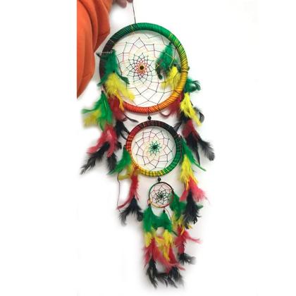 Imagem de Filtro Dos Sonhos Apanhador Penas Hippie Reggae 60cm Maior GRANDE COM PENAS COLORIDOS