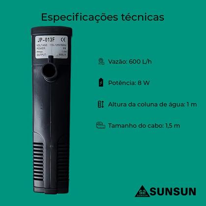 Imagem de Filtro Interno com Bomba JP013F Sunsun 600 Lh para Aquário