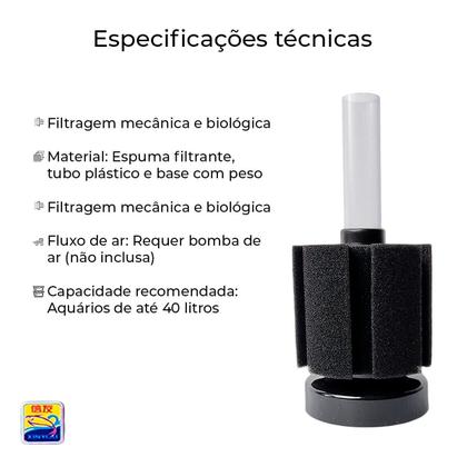 Imagem de Filtro Interno de Esponja XY2835 para Aquário até 40 Litros