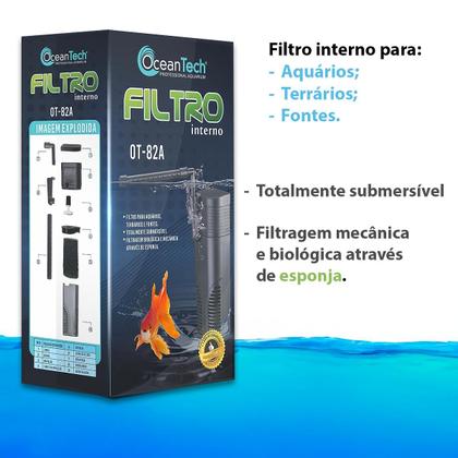 Imagem de Filtro Interno Ocean Tech OT-82A 450L/h Aquário até 90 L