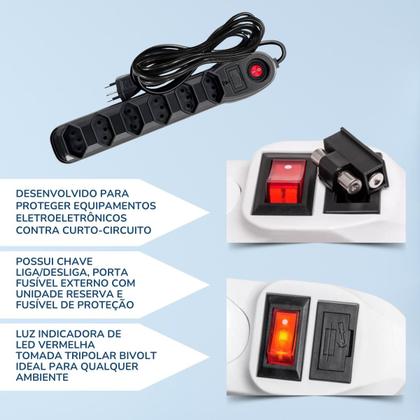 Imagem de Filtro Linha 5 Tomadas Extensão Régua Elétricas