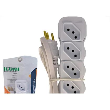 Imagem de Filtro Linha Ilumi 5 Tomadas Bivolt Com Interruptor E Cabo Pp 3X0,75Mm Branco - 34016