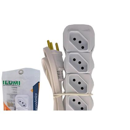 Imagem de Filtro Linha Ilumi 5 Tomadas Bivolt Com Interruptor E Cabo Pp 3X0,75Mm Branco - 34016