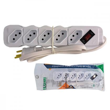 Imagem de Filtro Linha Ilumi 5 Tomadas Bivolt Com Interruptor E Cabo Pp 3X0,75Mm Branco - 34016