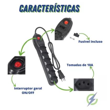 Imagem de Filtro Linha Megatron 06 Tomadas Bivolt Preto