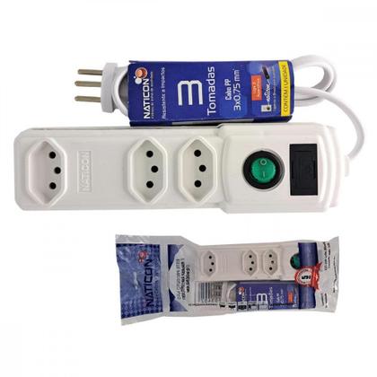 Imagem de Filtro Linha Naticon 3 Tomadas 2P+T Branco